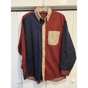 VTG 90s Palladium MADE IN USA American Flag/Stars Button Up Sz M ~Western Cowboy